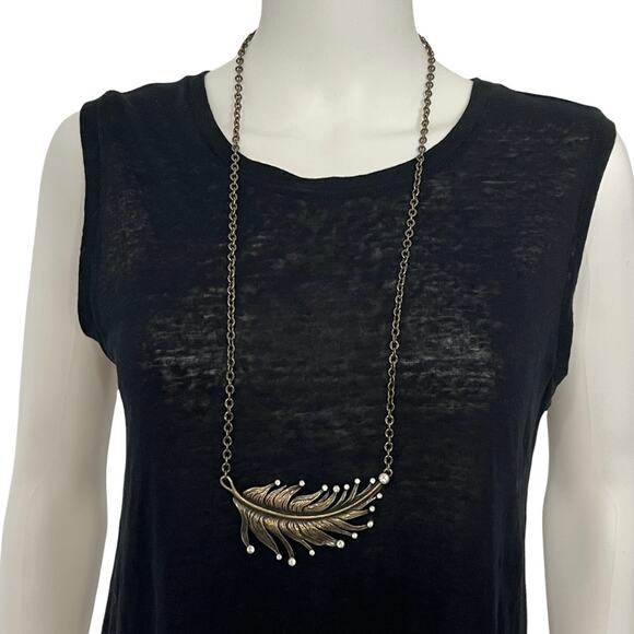 Long Leaf Statement Necklace - Picture 1 of 3